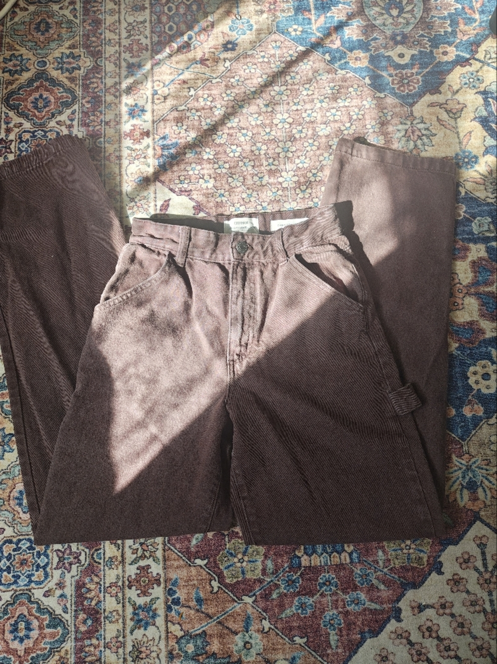 Cotton On Women's Brown High-Waist Carpenter Jeans